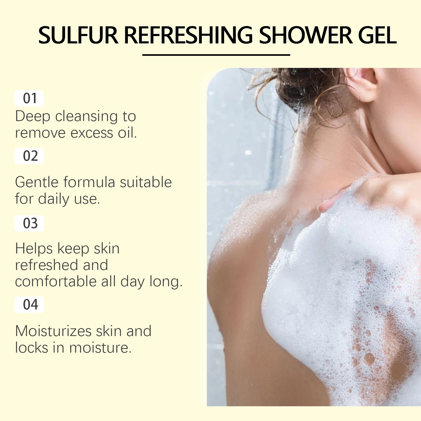 Sulfur Shampoo Shower Gel Set Moisturizing Dry Skin Cleaning Scalp Remove Dandruff Oil Control Deep Nourishing Smooth Body Wash