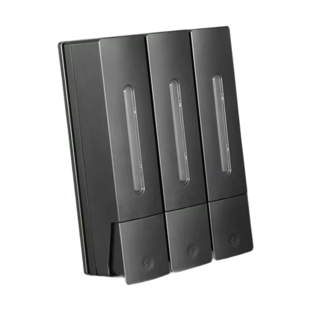 Three Chamber Wall-Mounted Dispenser for Shampoo and Conditioner in Bathrooms
