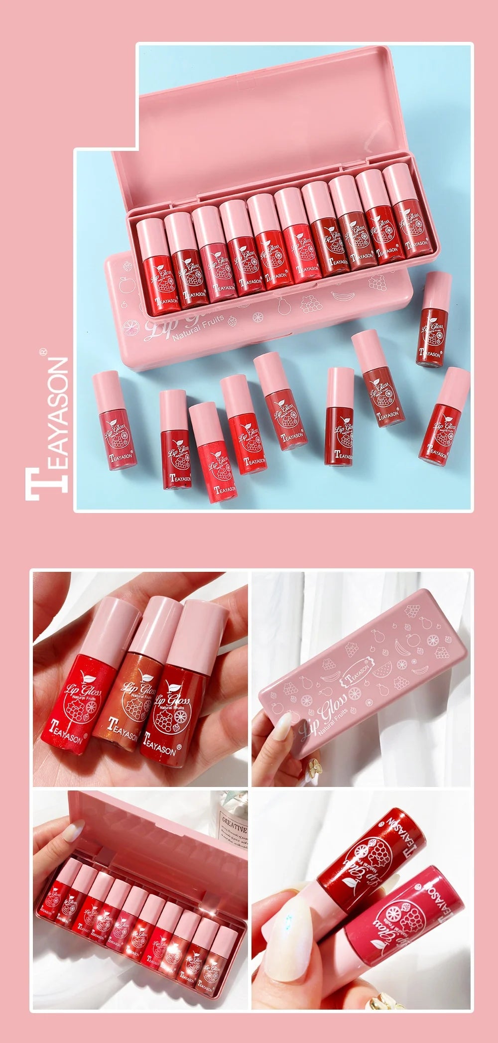 Mini 10 Colors Liquid Lip Gloss Set Waterproof Non-Stick 24-Hour Long Lasting Velvet Matte Lipstick Cosmetic Makeup Care