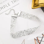 Sexy Wide Metal Collar Choker Necklaces for Women Lace Shiny Sequin Neck Necklace Chain Collars Necklace Elegant Party Jewelry