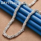Men's 925 Sterling Silver 20 Inches Fine Tap Chain Hip Hop Necklace For men Fashion Charm Engagement Party Jewelry