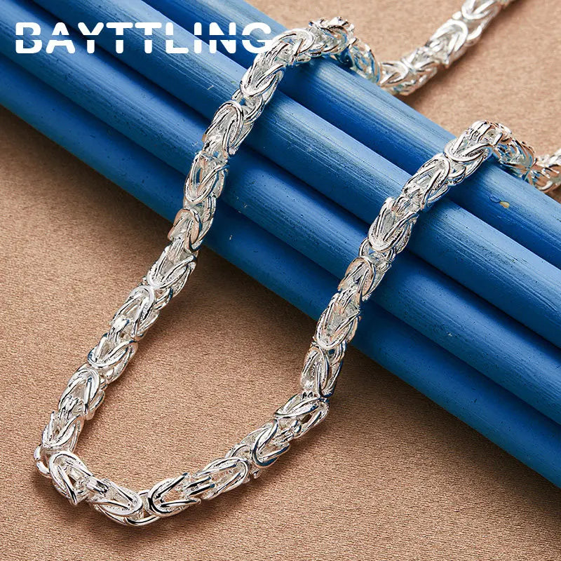 Men's 925 Sterling Silver 20 Inches Fine Tap Chain Hip Hop Necklace For men Fashion Charm Engagement Party Jewelry