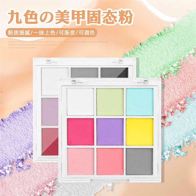9Colors Solid Patting Nail Powders UV Polish Decoration Shimmer Fine Glitter Gradient Matte Pat Pat Manicure Polish Deco Powder