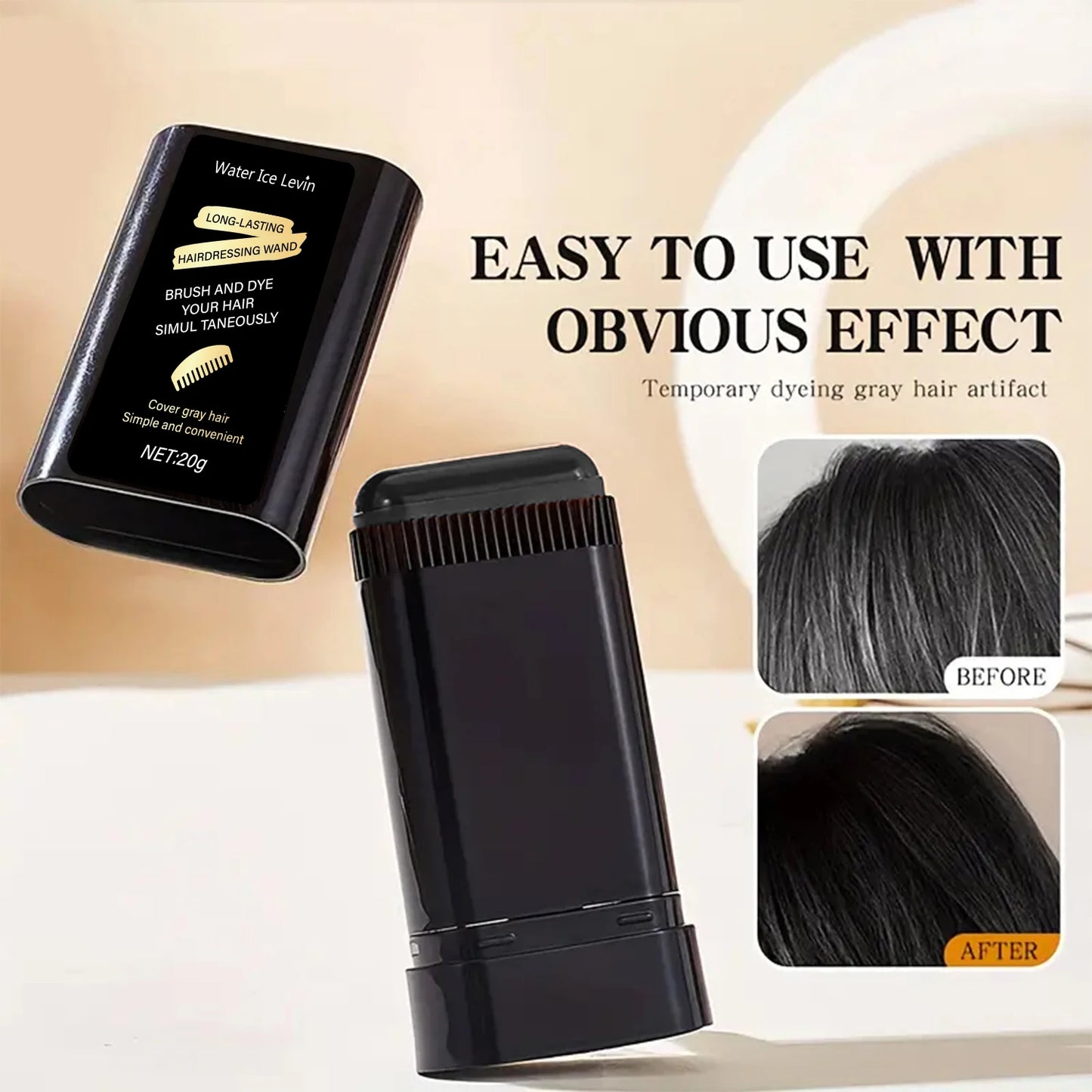 Black Hair Color Cream Is Easy to Clean, Long-Lasting and Fast, Suitable for Temporary Hair Dyeing, Disposable Washable Hair Dyeing Stick, Easy to Apply and Rinse