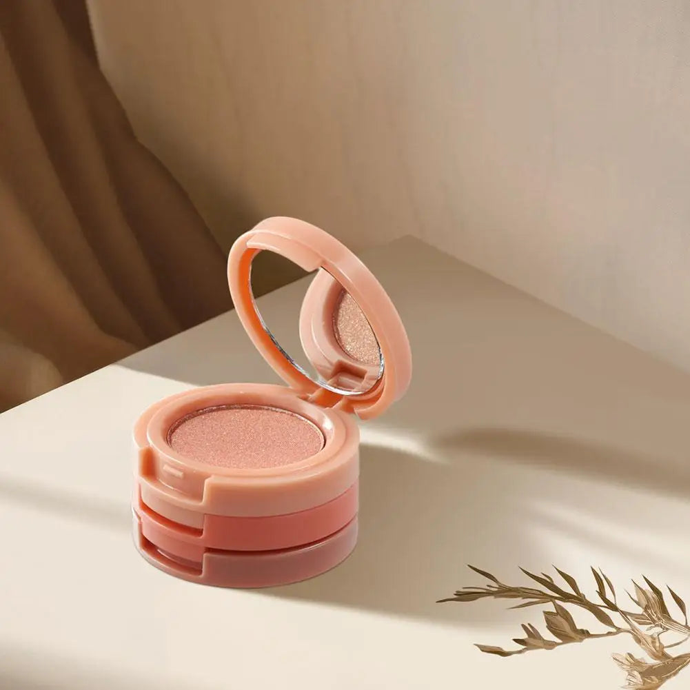 Pink Peach Blush Powder 3 In 1 Matte Blush  Low Saturation Soft Fog Blush Brightening Face Blusher Rouge Makeup Cheek Tint
