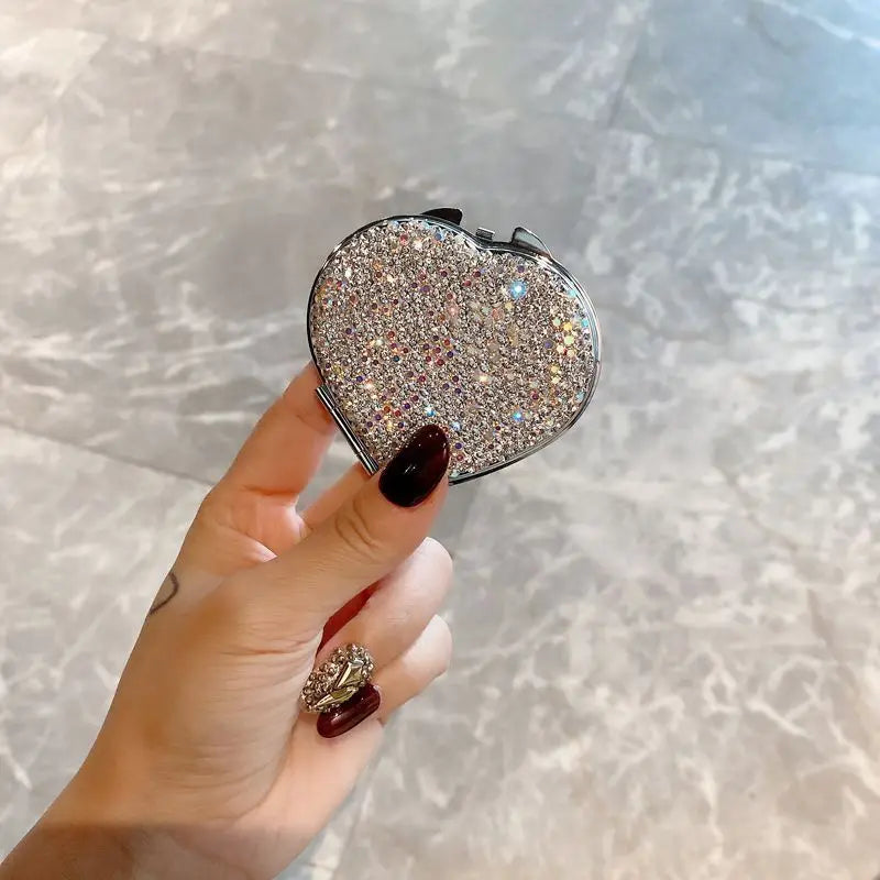 Makeup Mirror Luxury Diamond Portable Pocket Compact Mirror Women's Gifts Handheld Cosmetic Mirror with Magnification