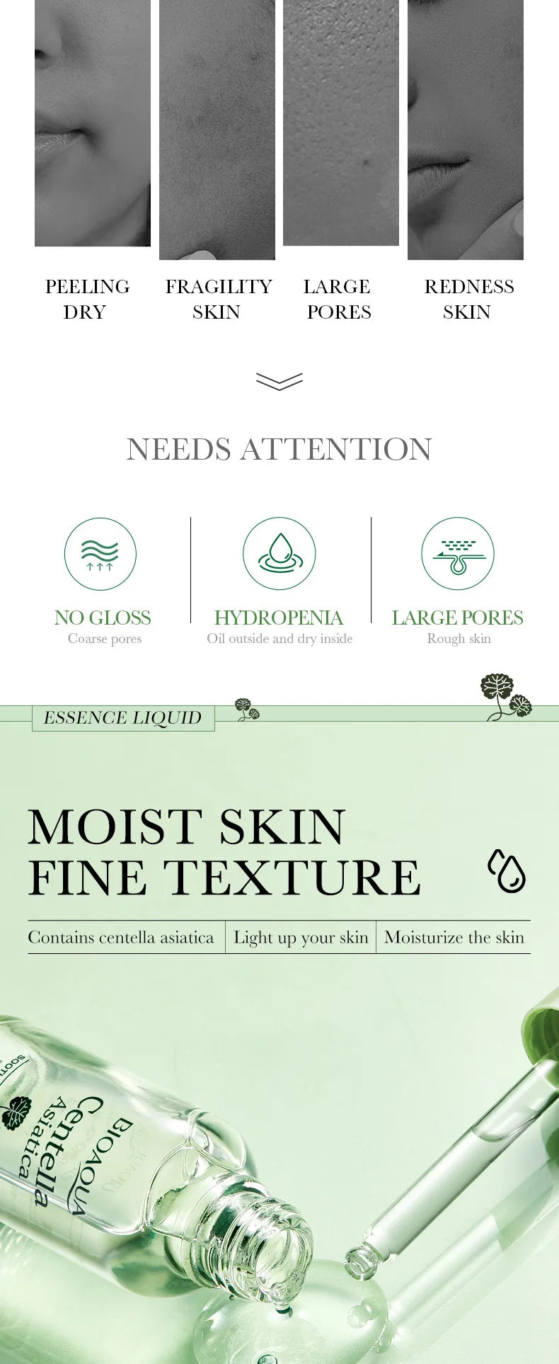 BIOAQUA Centella Face Serum skincare Face Essence Moisturizing Hydrating Firming Repairing Facial Liquid Serum Skin Care