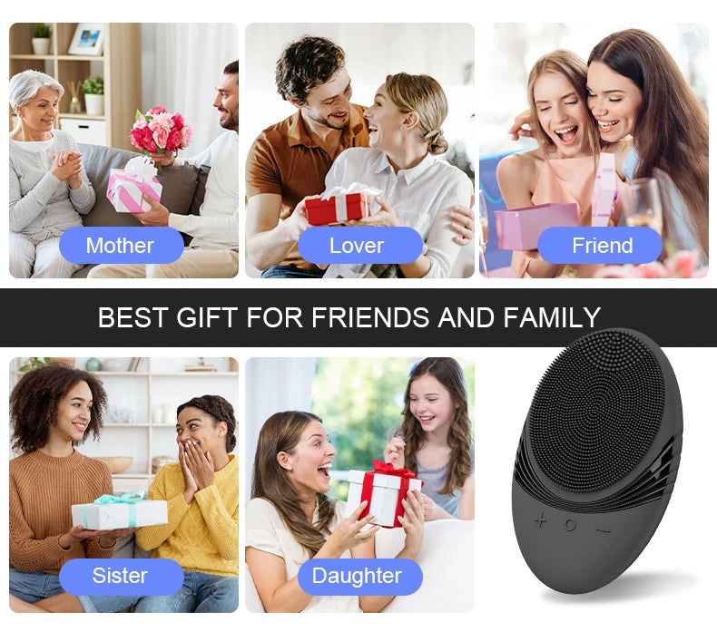 Portable Silicone Waterproof Rechargeable Face Wash Brush, 5 Cleansing Modes, Electric Deep Cleaning for Men & Women