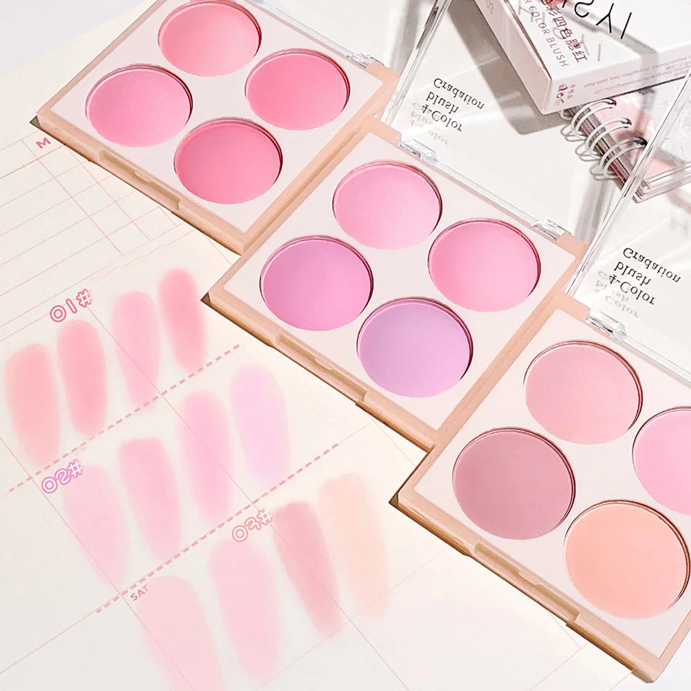 4-color blush bright warm color natural nude makeup effect brightening lasting easy to color face beauty cosmetics