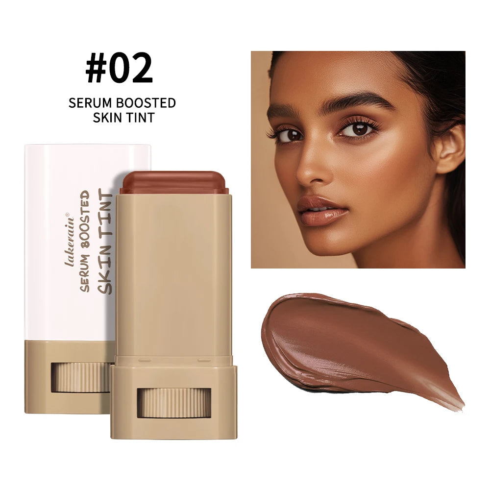Foundation Stick  Serum Boosted Skin Tint Balm Silky Texture Moisturizing Coverage Plumper Natural Even Skin Tone Travel Makeup