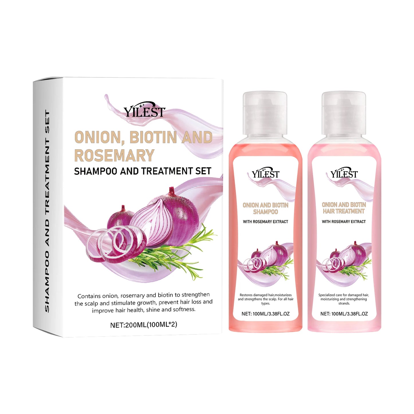 200ML Onion&Rosemary Shampoo For Hair Growth Anti Frizz Dandruff Removal Improve Dry Split Ends Nourishing Smooth Conditioner