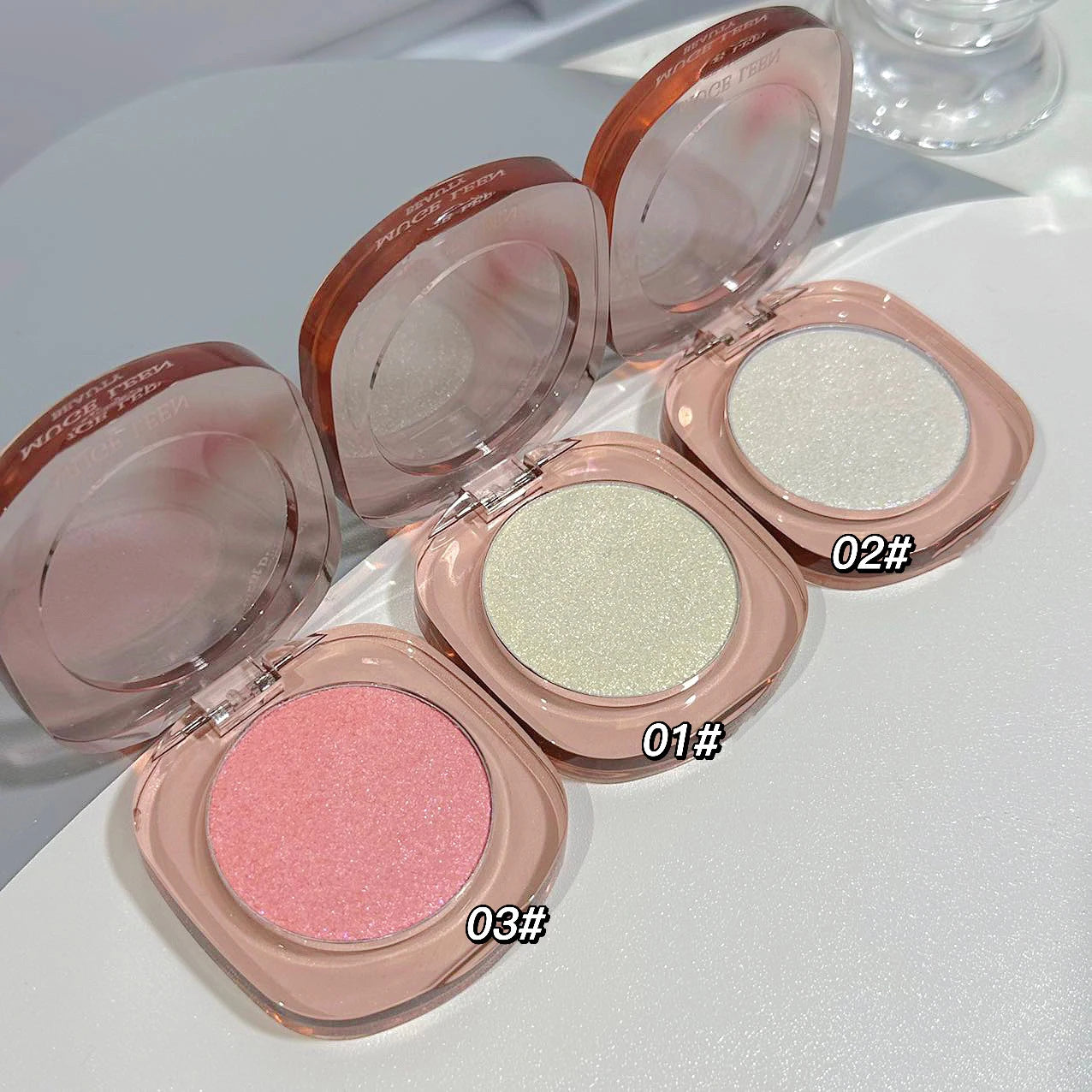 Makeup Highlighter Pink Polarized Shiny Glitter Brighten Cheekbones Eyes High Gloss Palette Highly Pigmented Shimmer Fine Shine