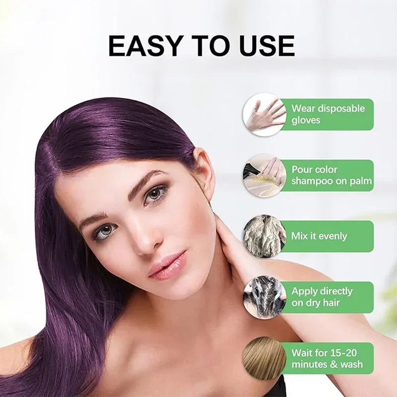 5 Colors Hair Dye Shampoo Black Hair Color Dye Hair Shampoo Cream Instant Dye Shampoo Men Women Moisturizing and Repairing Hair