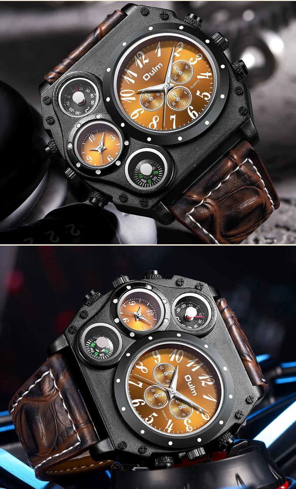 Luxury Sports Watches for Men Top Brand Casual Military Big Dial Cool Man Unique Wristwatch Male Decorative Compass Quartz Clock