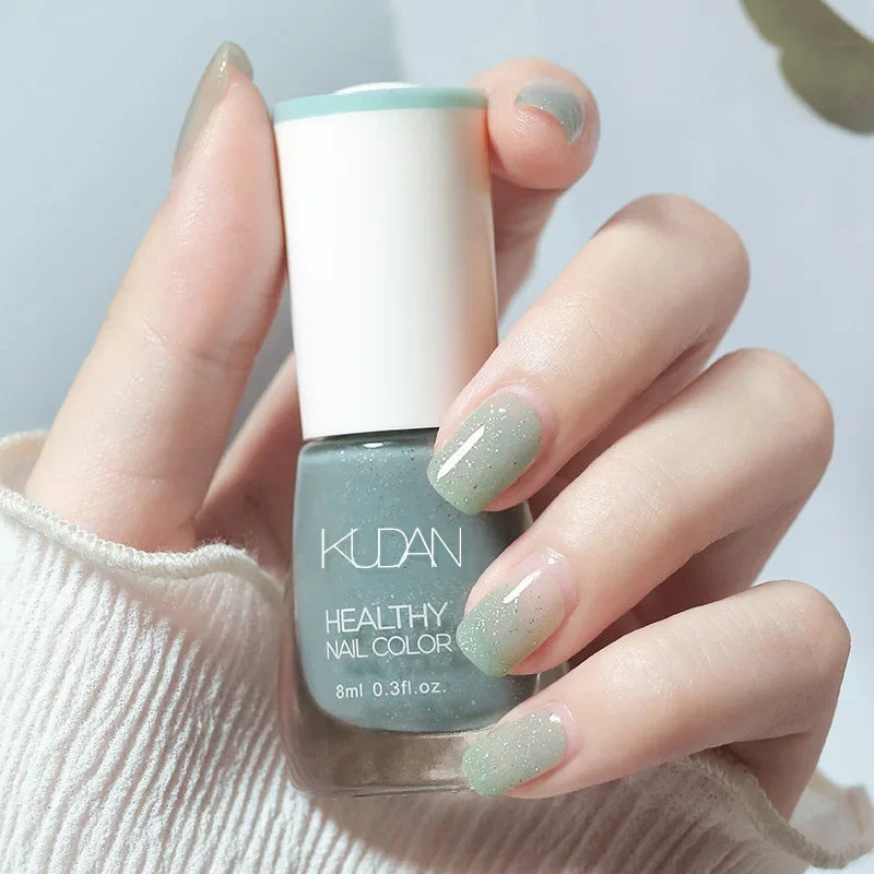 Nail Polish Without Baking Lamp White Fine Glitter Non-baking Non-peel Transparent Shiny Oil Base Coat Nude Nail Polish