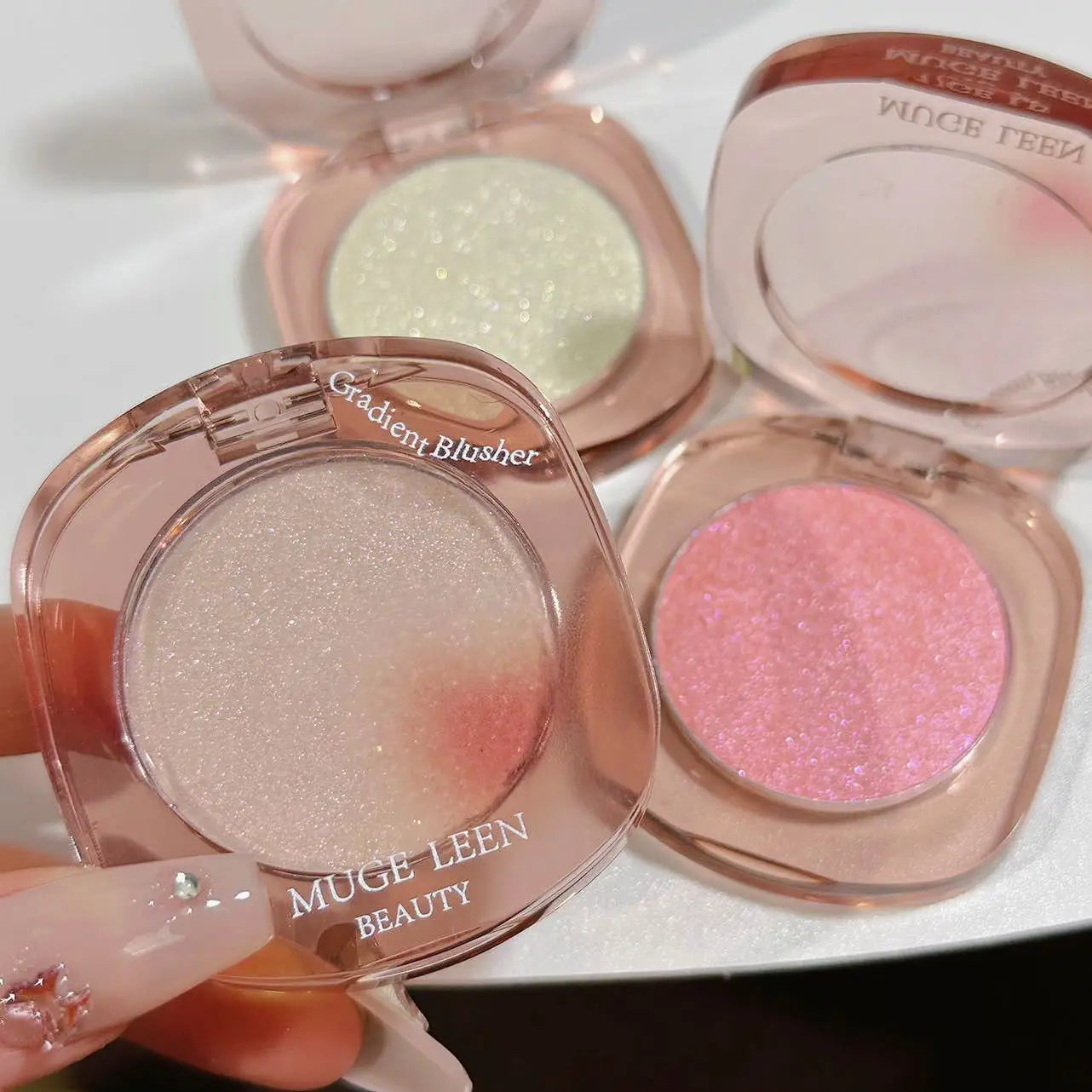 Makeup Highlighter Pink Polarized Shiny Glitter Brighten Cheekbones Eyes High Gloss Palette Highly Pigmented Shimmer Fine Shine
