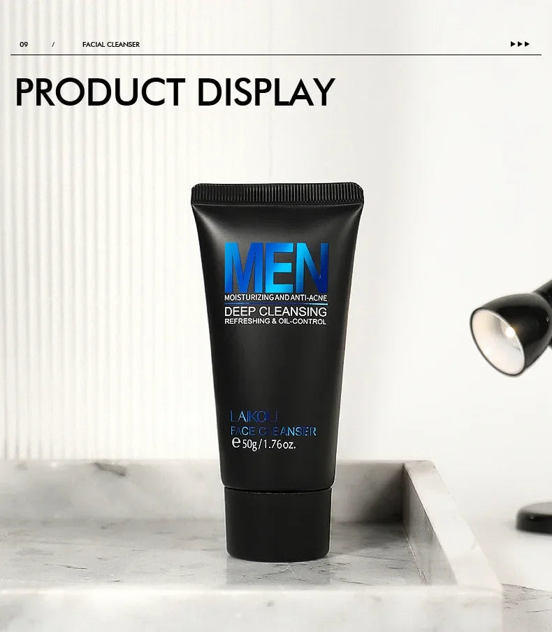 Men's facial Cleanser Rich Foam Deep Clean Remove Grease Improve Oily Face Wash Cream Gentle Moisturizing Remove Blackhead