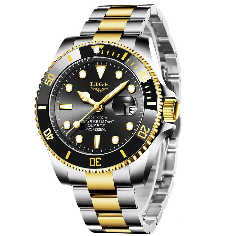 LIGE Men Watch Fashion Business Watch Men Top Brand Luxury Waterproof Luminous Quartz Wristwatches For Men Relogios Masculino