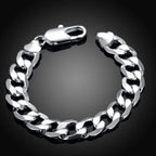 Men's Bracelets 12mm Curb Cuban Chain 925 Sterling Silver Luxury Fashion Jewelry Male Gift Christmas GaaBou Jewellery