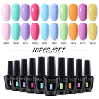 NAILCO 10PCS/Set Gel Nail Polish Gorgeous Full Coverage Semi Permanent Soak Off UV LED Gel Nail Art Base Top Coat Gel Polish Kit