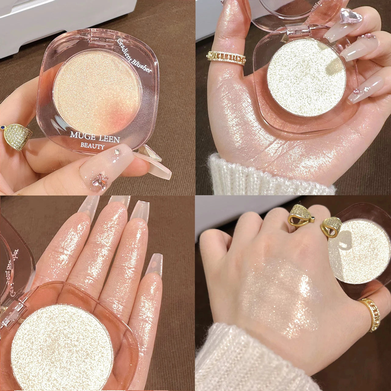 Makeup Highlighter Pink Polarized Shiny Glitter Brighten Cheekbones Eyes High Gloss Palette Highly Pigmented Shimmer Fine Shine