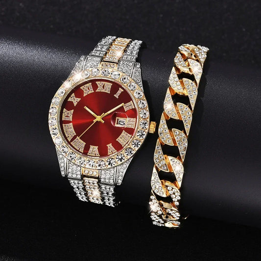 Full Iced Out Watch for Men Multiple Colors Hip Hop Mens Watch Fashion Cool Bling Diamond Luxury Mens Watches Clock Relogio