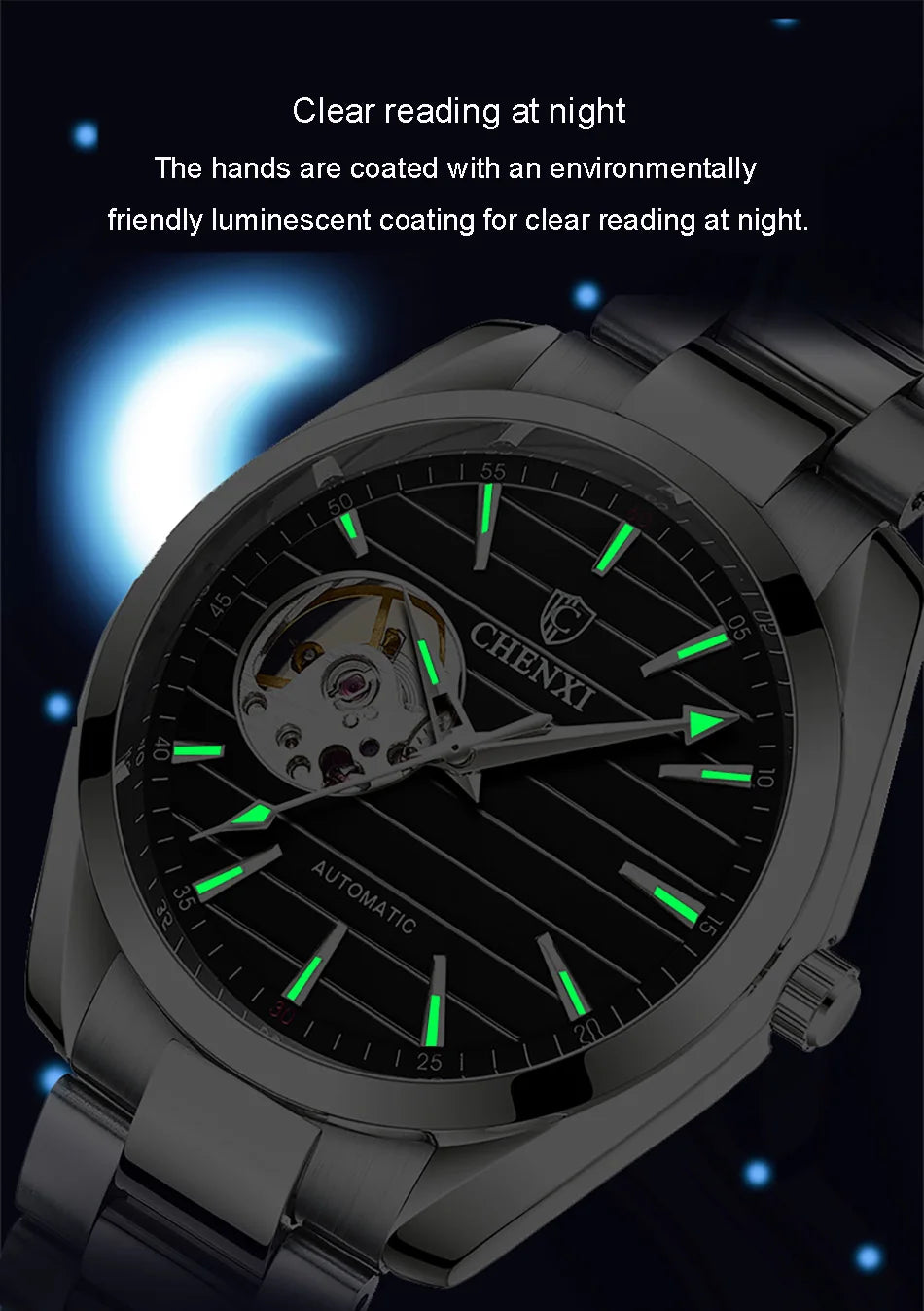 Luxury Fashion Mechanical Automatic Wristwatches For Men High Quality Stainless Steel Waterproof Luminous Mens Watch