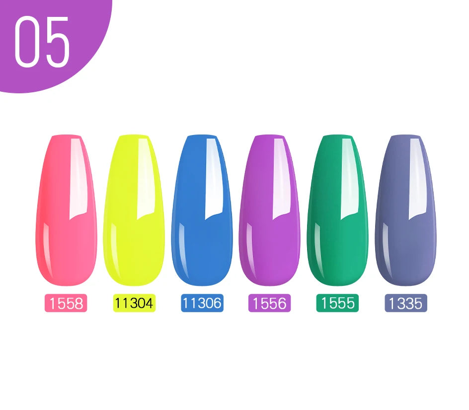 NAILCO 10PCS/Set Gel Nail Polish Gorgeous Full Coverage Semi Permanent Soak Off UV LED Gel Nail Art Base Top Coat Gel Polish Kit