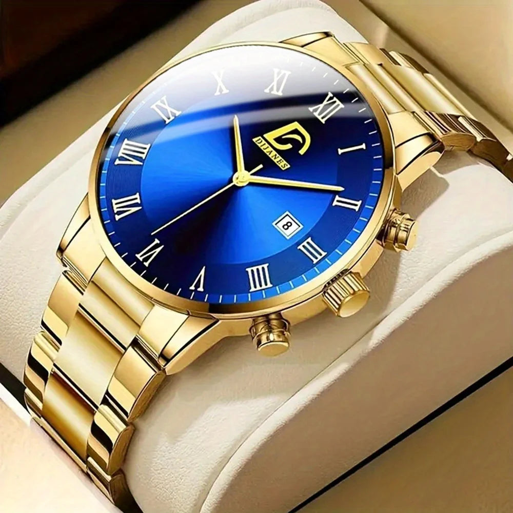 10pcs/set, Men Watch Sets, Casual Mens Watches Analog PU Leather Man Quartz Wristwatch Sets, Multi-color Matching