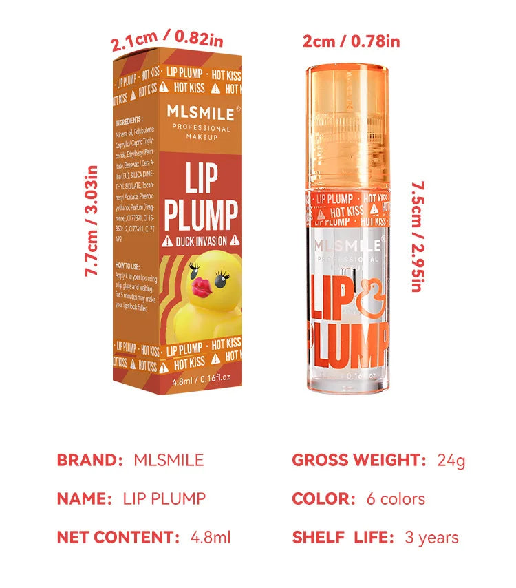 Mirror Like Lip Gloss Plumping Oil Transparent Hydrating Glaze Cute Duck Design Pouty Lips Liquid Stick Shiny Finish