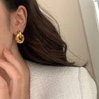 Real 925 Sterling Silver 18K Round Stud Earrings for Women Trendy Fine Jewelry Minimalist Exaggerated  Accessories