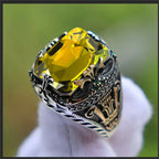 Men's luxury ring inlaid with jade retro domineering ring attended the banquet party jewelry.