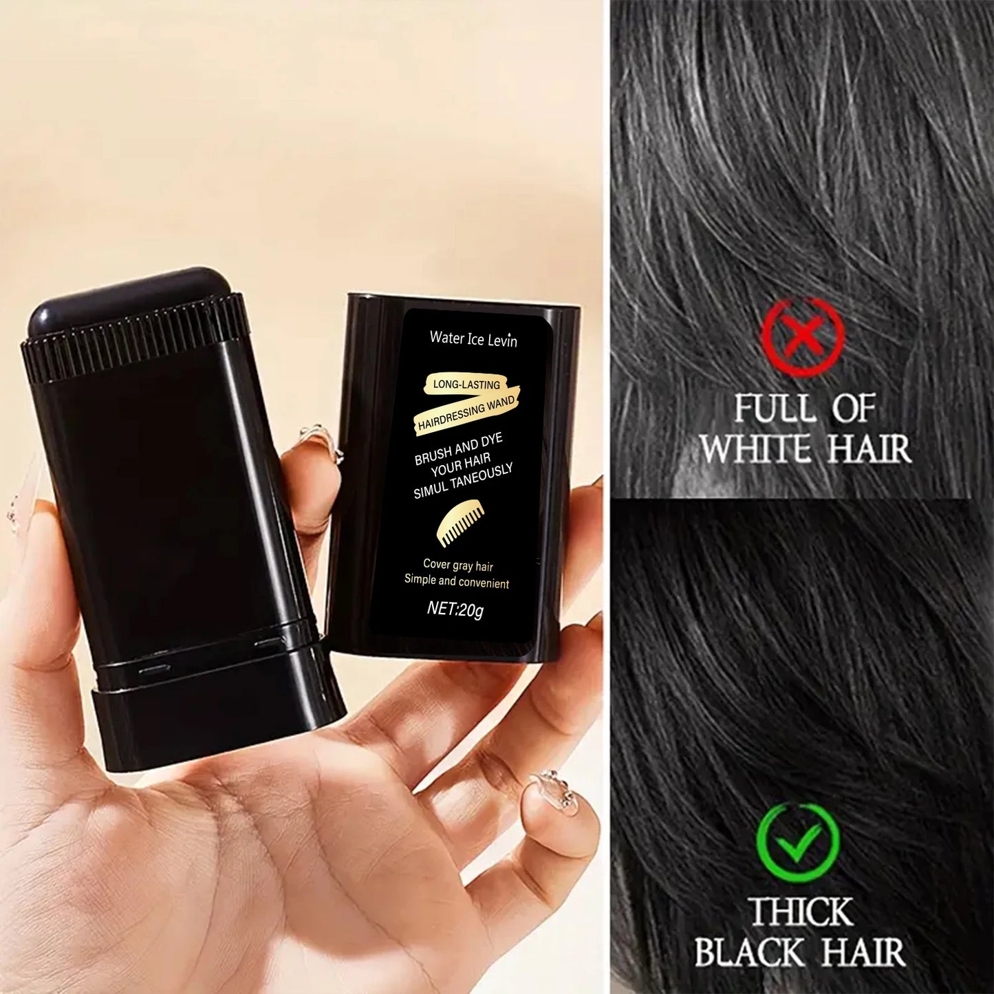 Black Hair Color Cream Is Easy to Clean, Long-Lasting and Fast, Suitable for Temporary Hair Dyeing, Disposable Washable Hair Dyeing Stick, Easy to Apply and Rinse