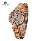 Luxury Brands Fashion 2025 New Women's Watches 3D Diamond Stainless Steel Skeleton Mechanical Clock Elegant Ladies Wedding Gift