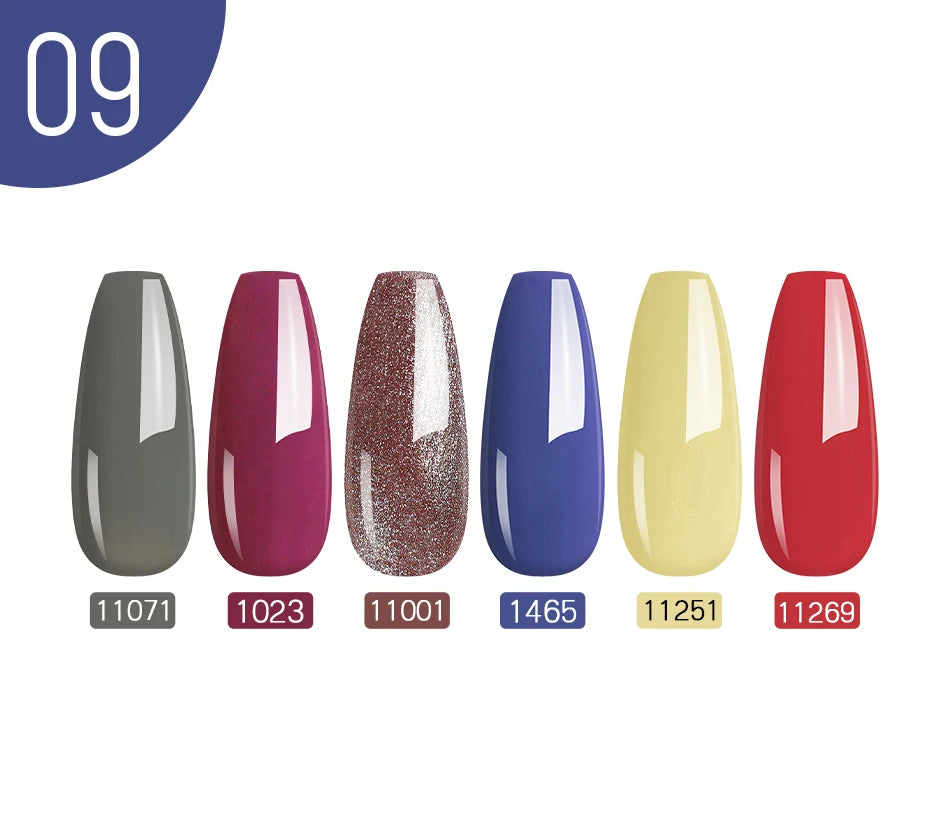 NAILCO 10PCS/Set Gel Nail Polish Gorgeous Full Coverage Semi Permanent Soak Off UV LED Gel Nail Art Base Top Coat Gel Polish Kit