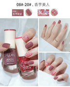 Nail Polish Without Baking Lamp White Fine Glitter Non-baking Non-peel Transparent Shiny Oil Base Coat Nude Nail Polish