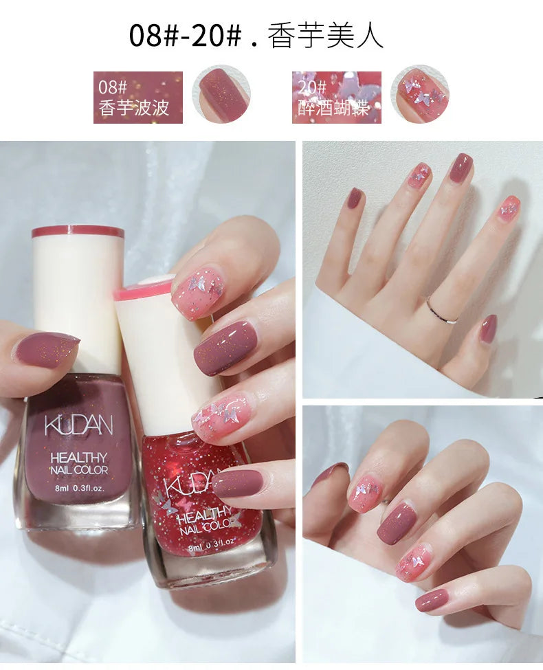Nail Polish Without Baking Lamp White Fine Glitter Non-baking Non-peel Transparent Shiny Oil Base Coat Nude Nail Polish