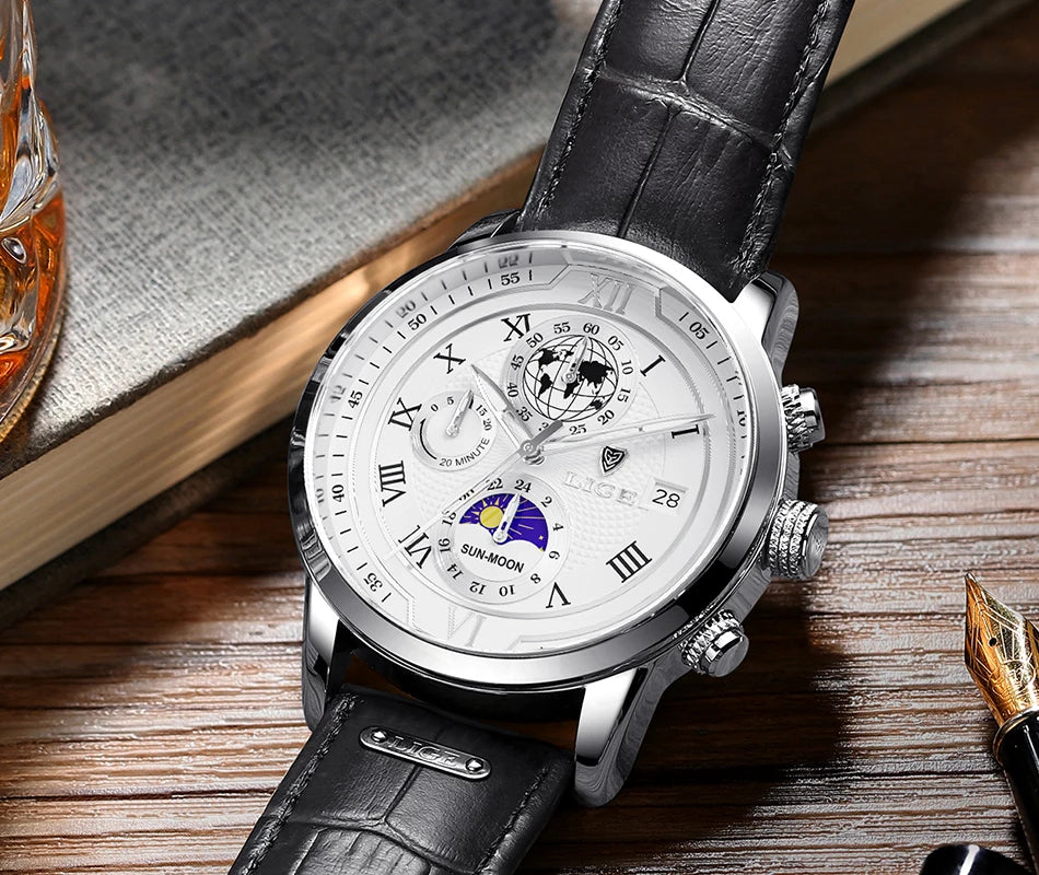 LIGE Top Brand Luxury Watch for Men Business Casual Men's Watches Wristwatch Man Quartz Chronograph Waterproof Watches Clock New