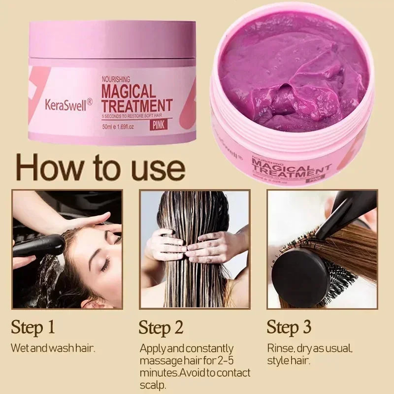 5 Seconds Magical Keratin Hair Mask Repair Damage Frizzy Soft Smooth Shiny Hair Deep Moisturizing Treatment Hair Root Scalp Care