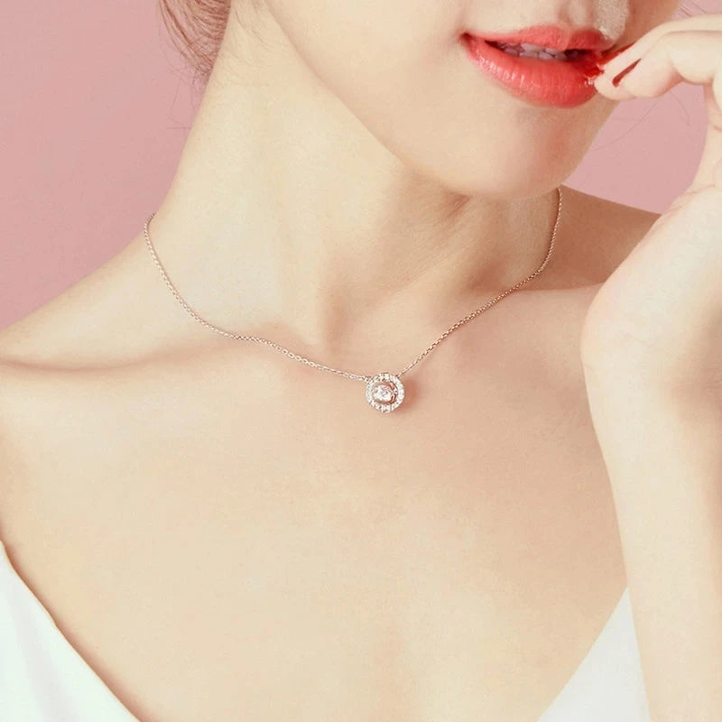 Wedding Round Pendant Necklaces For Women Engagement Female Jewelry Women's Choker Chain On The Neck Shiny Jewellry N095-M