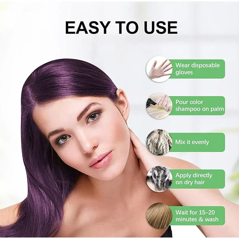 5 Colors Hair Dye Shampoo Black Hair Color Dye Hair Shampoo Cream Instant Dye Shampoo Men Women Moisturizing and Repairing Hair