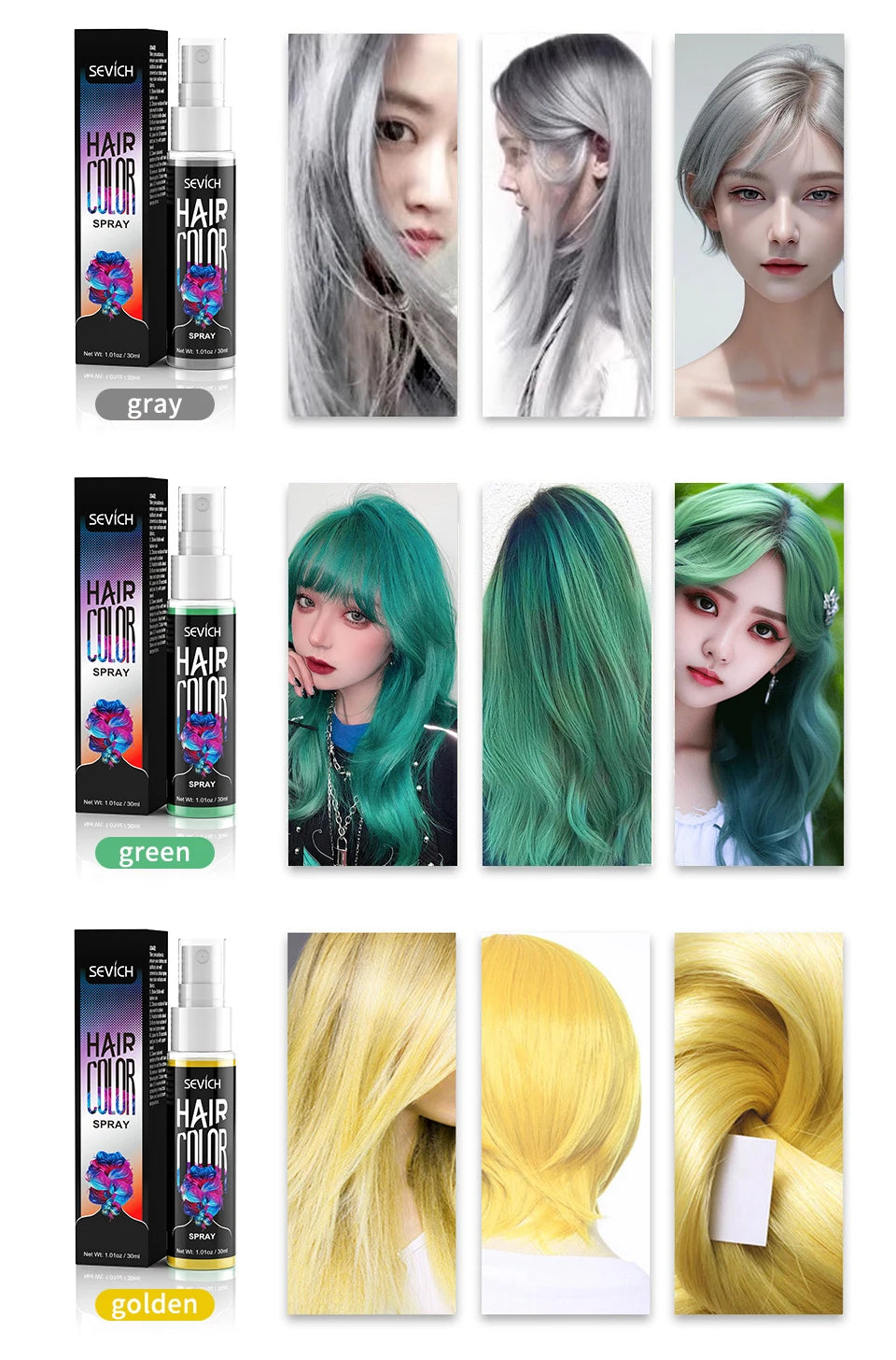 Hair Color Spray Hairs Dyed Hair Colour Styling Product Long Lasting Dye for Hair Beards Coloring Temporary Hair Colour Cream