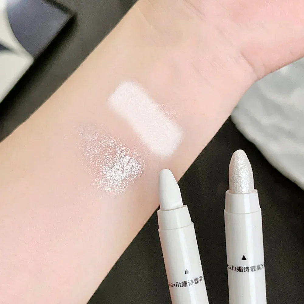 1pc Shimmering Highlight Stick, Glitter White Eyeshadow Pencil for Bright Eyes, Dazzling Effect Makeup Highlighter Pencil, Bronzer type