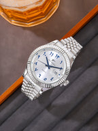 New Men Date Watches High-end Luxury Casual Calendar Stainless Steel Business WristWatch Leisure Sport WristWatch Clock