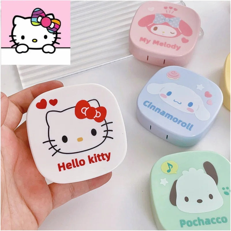 hello kitty color contact lenses Kuromi Sanrio contact  cute kawaii eye contacts care box INS portable box with mirror anime