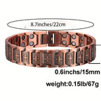 Men's Copper Magnetic Bracelet Elegant 99.99% Solid Copper Bracelets with Double-Row Strong Magnets,Magnetic Jewelry