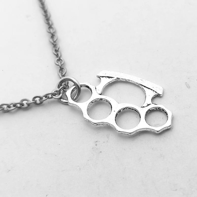 Brass Knuckles Pendant Necklace for men Men Neck Chain Vintage Summer Gothic Goth Jewelry Trend 2022 Accessories Holiday Gifts