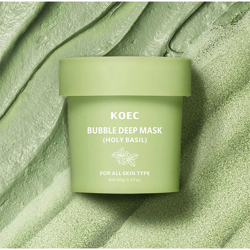 Holy Basil Bubble Deep Mask,Carbonated Water Face Cleansing Pores Blackheads Sebum,Clay Mud Mask Wash-Off Pack,Korean Skincare