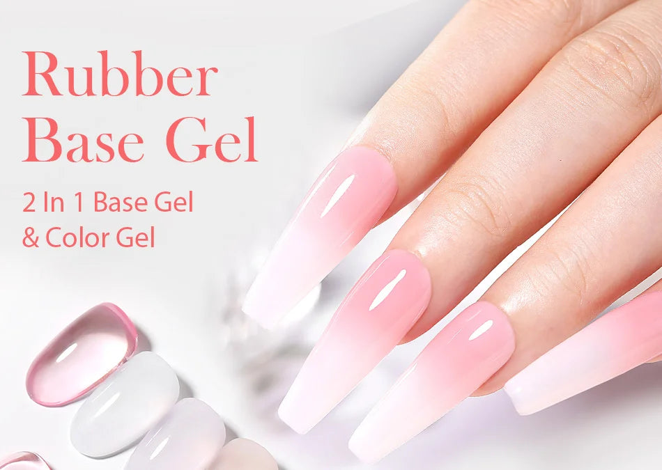 BORN PRETTY 15ml Milky Pink Rubber Base Gel Nail Polish Glitter Semi-Permanent Varnish Soak Off Self Leveling UV LED Polish