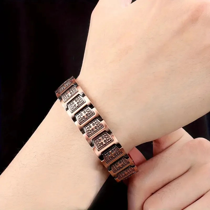 Men's Copper Magnetic Bracelet Elegant 99.99% Solid Copper Bracelets with Double-Row Strong Magnets,Magnetic Jewelry